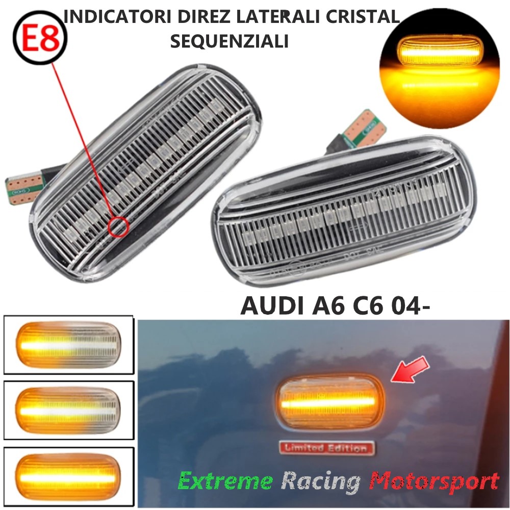 Xtreme Racing Indicatori di Direzione LED Indicatori direzione Led Dinamici Audi A6 C6 04- coppia cristal fumè