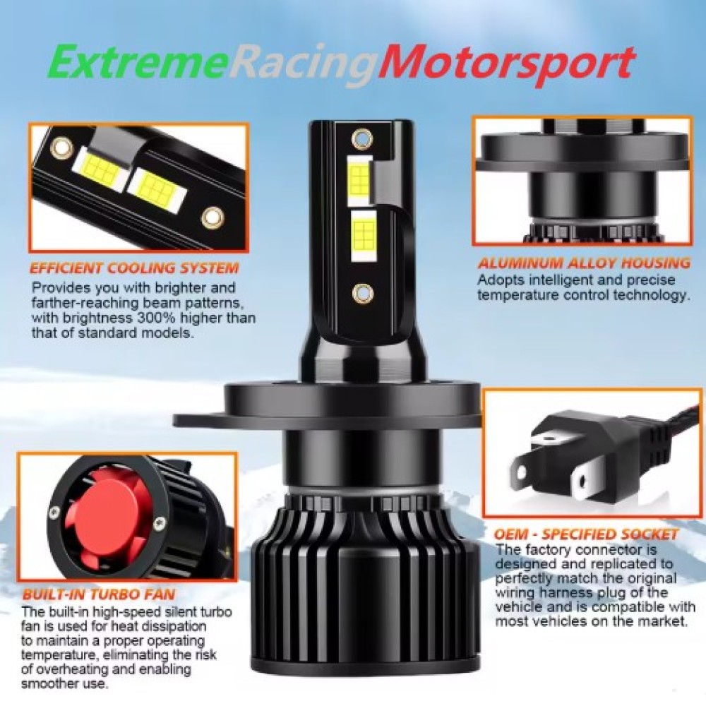 Xtreme Racing Lampadine LED ERM Black Edition H4 lampadine 6000K