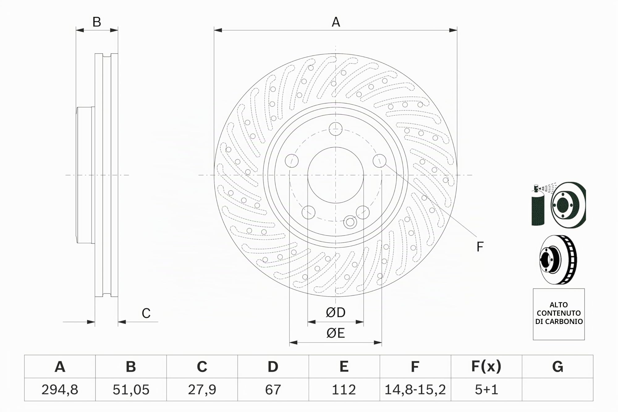 Bosch HCP Sistema frenante BD1689 disco freno 1 pezzo ventilato