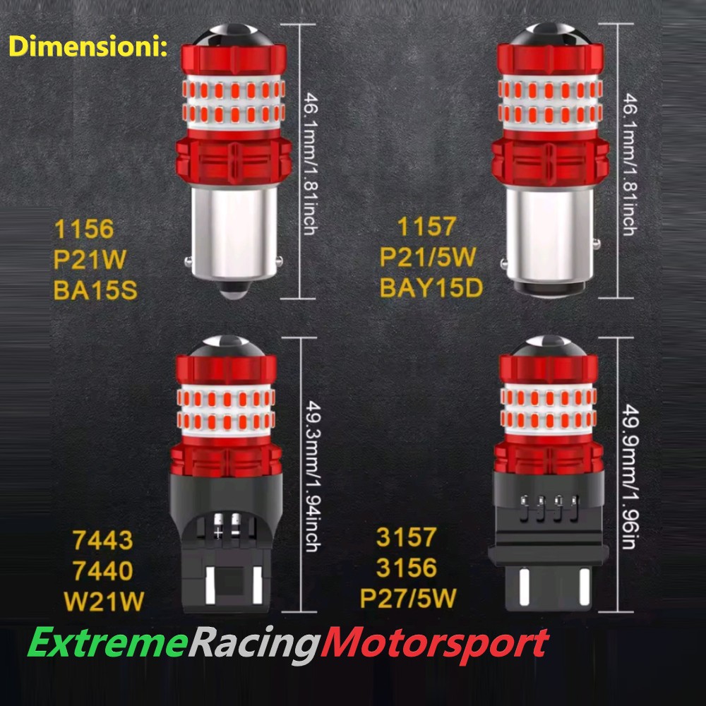 Xtreme Racing Lampadine LED F44 1156 BA15S P21W kit 4 pezzi rosse