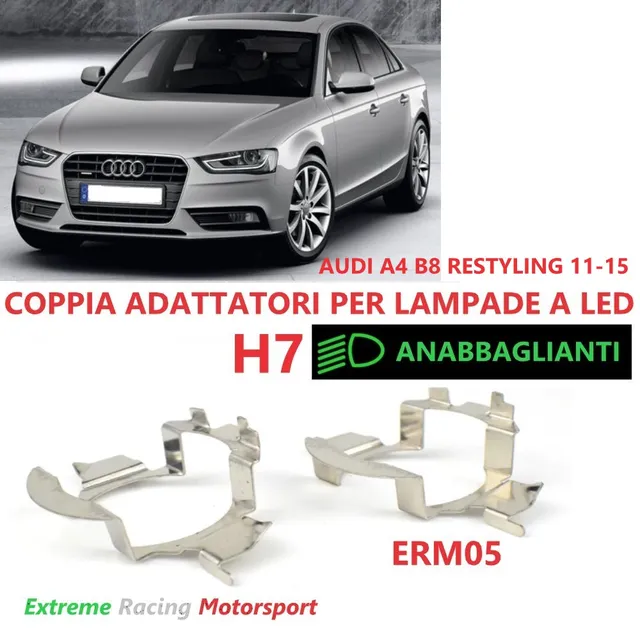 Xtreme Racing Accessori per Illuminazione LED ERM005 adattatori portalampada H7 Audi A4 B8 Restyling