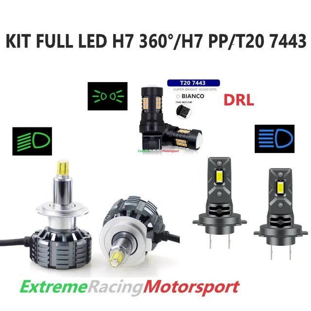 Xtreme Racing Kit Illuminazione LED T20 7443 21/5W/H7 lampade 6000K