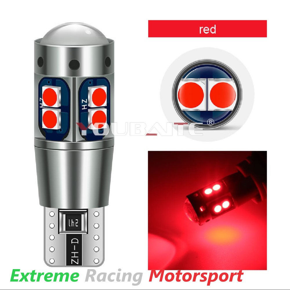 Xtreme Racing Lampadine LED ERM Youbante T10 W5W lampadine LED rosse, coppia, 12 V