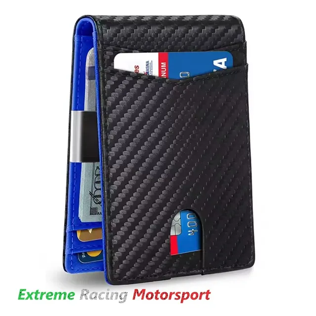 Xtreme Racing Portafogli e Articoli in Ecopelle Portafoglio Carbon Look blu con protezione RFID