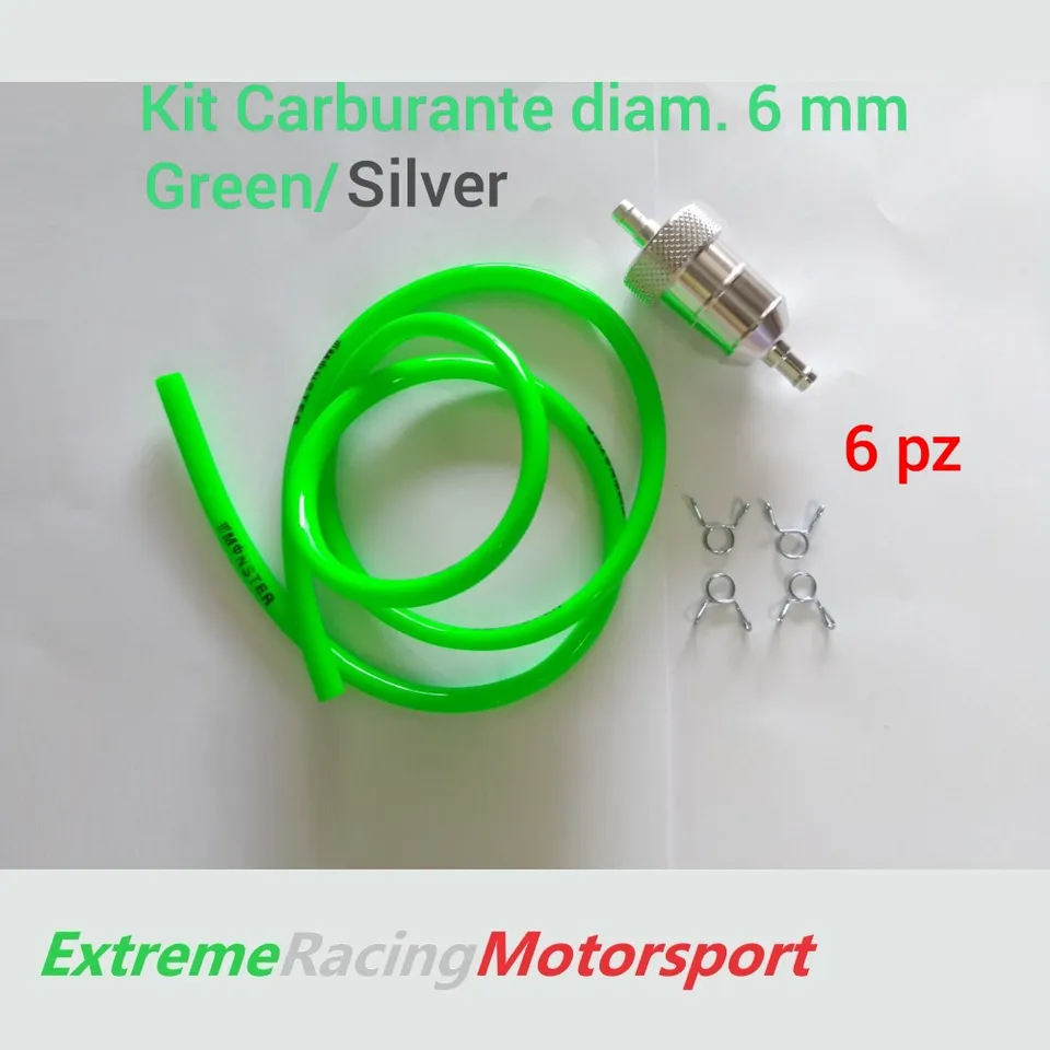 Xtreme Racing Impianto Carburante Kit Tubo Siliconico Carburante 6 PZ 5×7 mm Green/Chrome