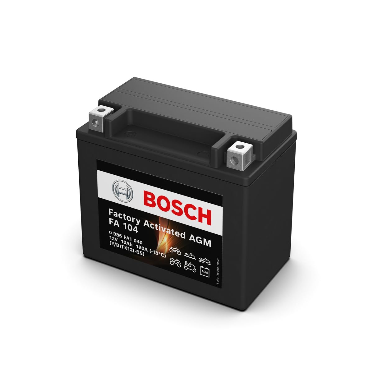 Bosch HCP Batterie FA104 AGM 12V 10Ah per moto, pronta all'uso