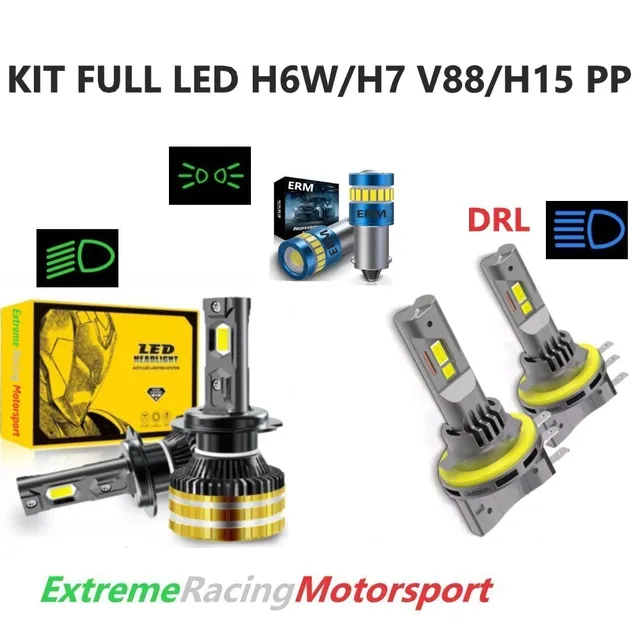 Xtreme Racing Kit Illuminazione LED Kit Lampade FULL LED H6W/H7 V88/H15 PP, bianco 6000 K