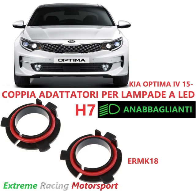 Xtreme Racing Accessori Illuminazione LED Adattatori portalampade ERMK18 Kia Optima IV 15- H7 coppia ABS