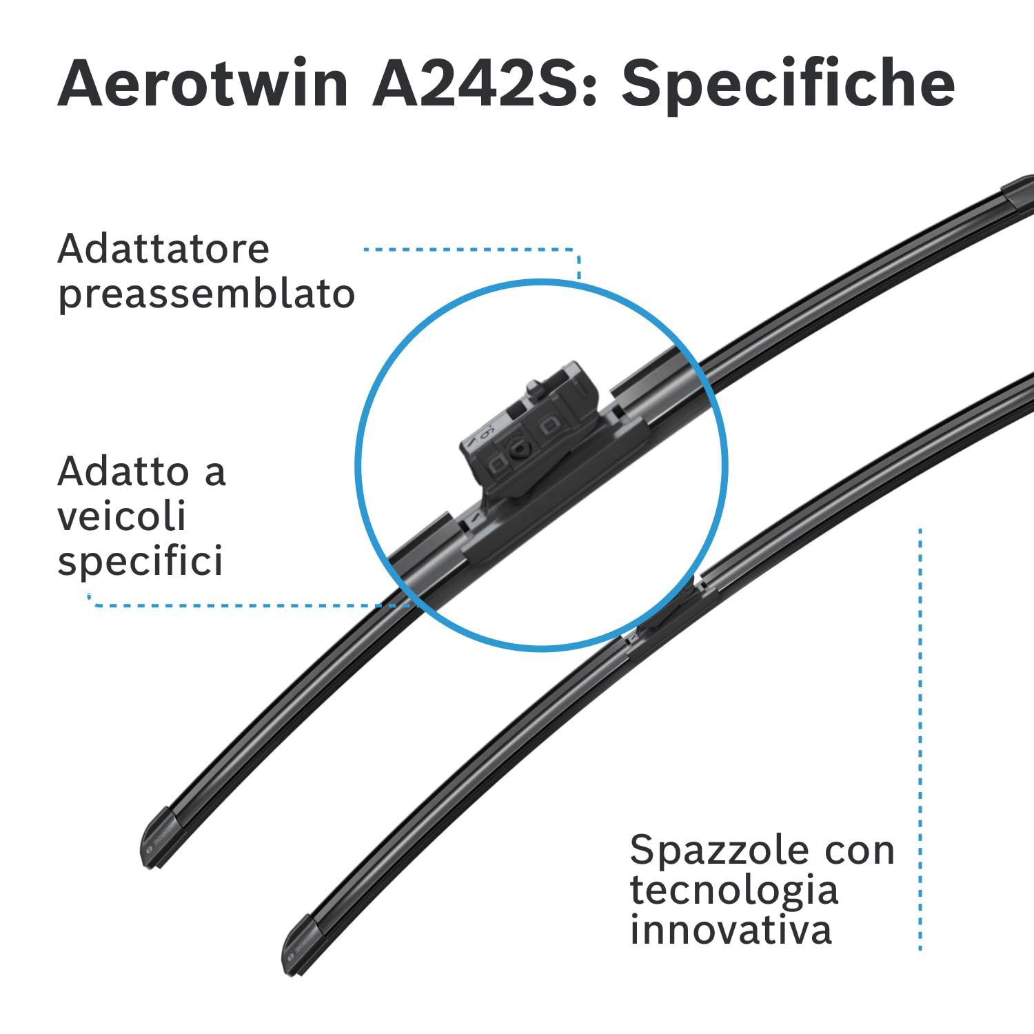 Bosch Spazzole tergicristallo Aerotwin A242S 2 pezzi 600 e 550 mm