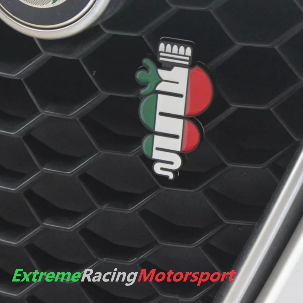 Xtreme Racing Decorazioni Auto e Adesivi Stemma in Metallo Bordo Black Biscione Tricolore, fissaggio con kit