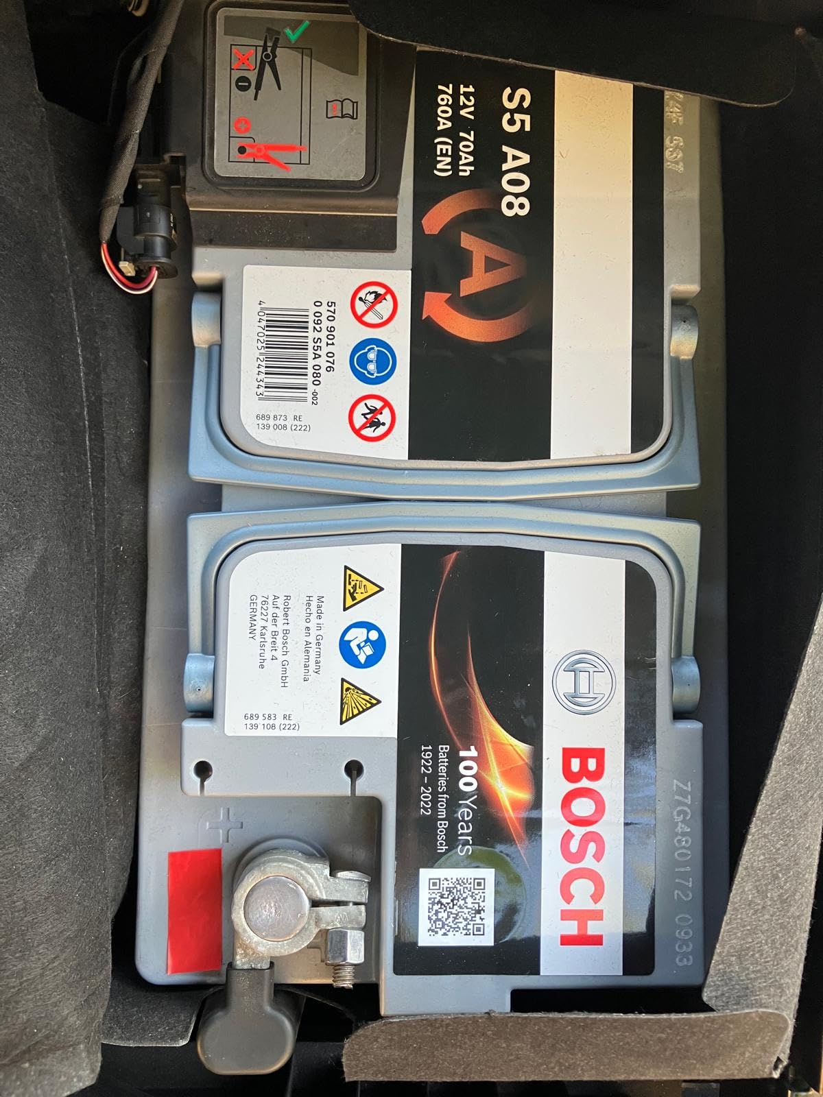 Bosch Batterie S5A08 batteria AGM 70 Ah 760 A Start&Stop