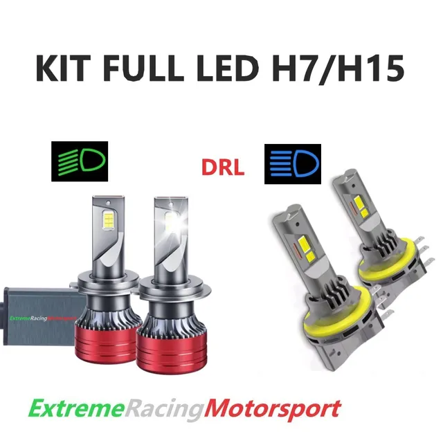 Xtreme Racing Kit Illuminazione LED Kit Lampade FULL LED H7/H15 kit anabbaglianti abbaglianti 6000K