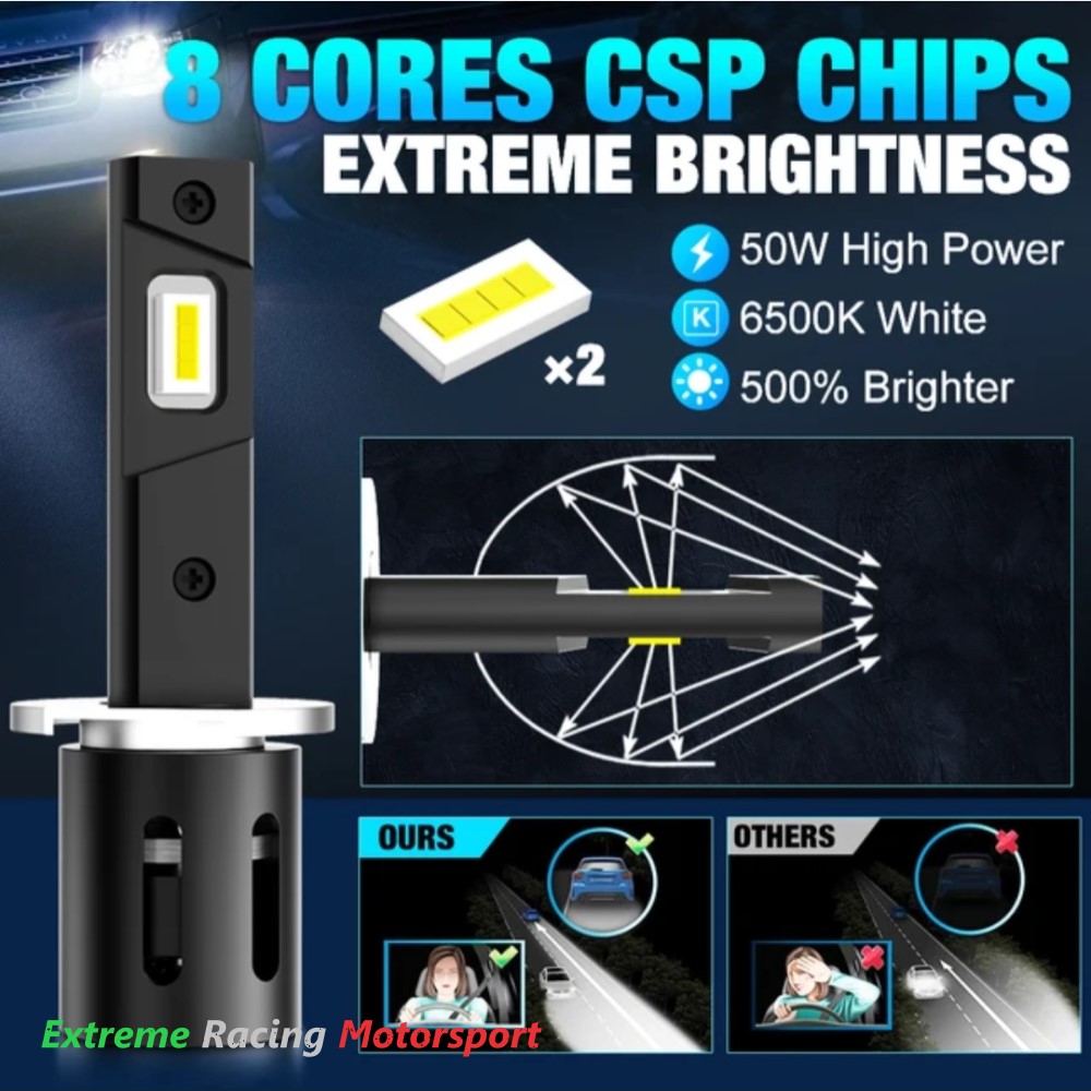 Xtreme Racing Lampadine LED ERM F8 H1 coppia 6500K 50 W