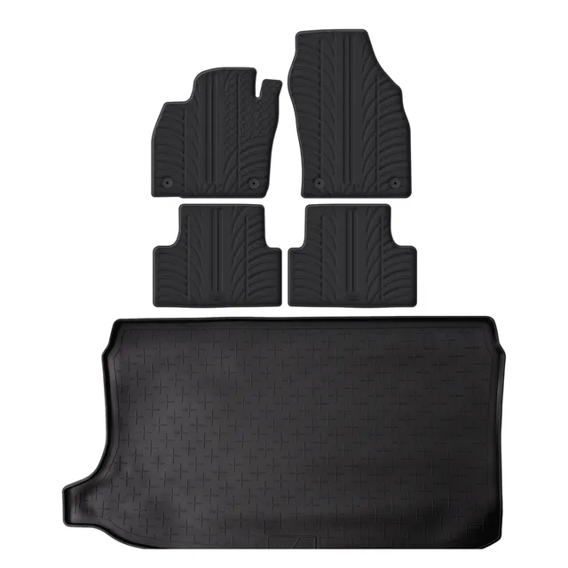 Travall Bundles VW T-Cross Rubber Boot Liner and Rubber Car Mats Bundle (2019-) set protezione interno anti-fango