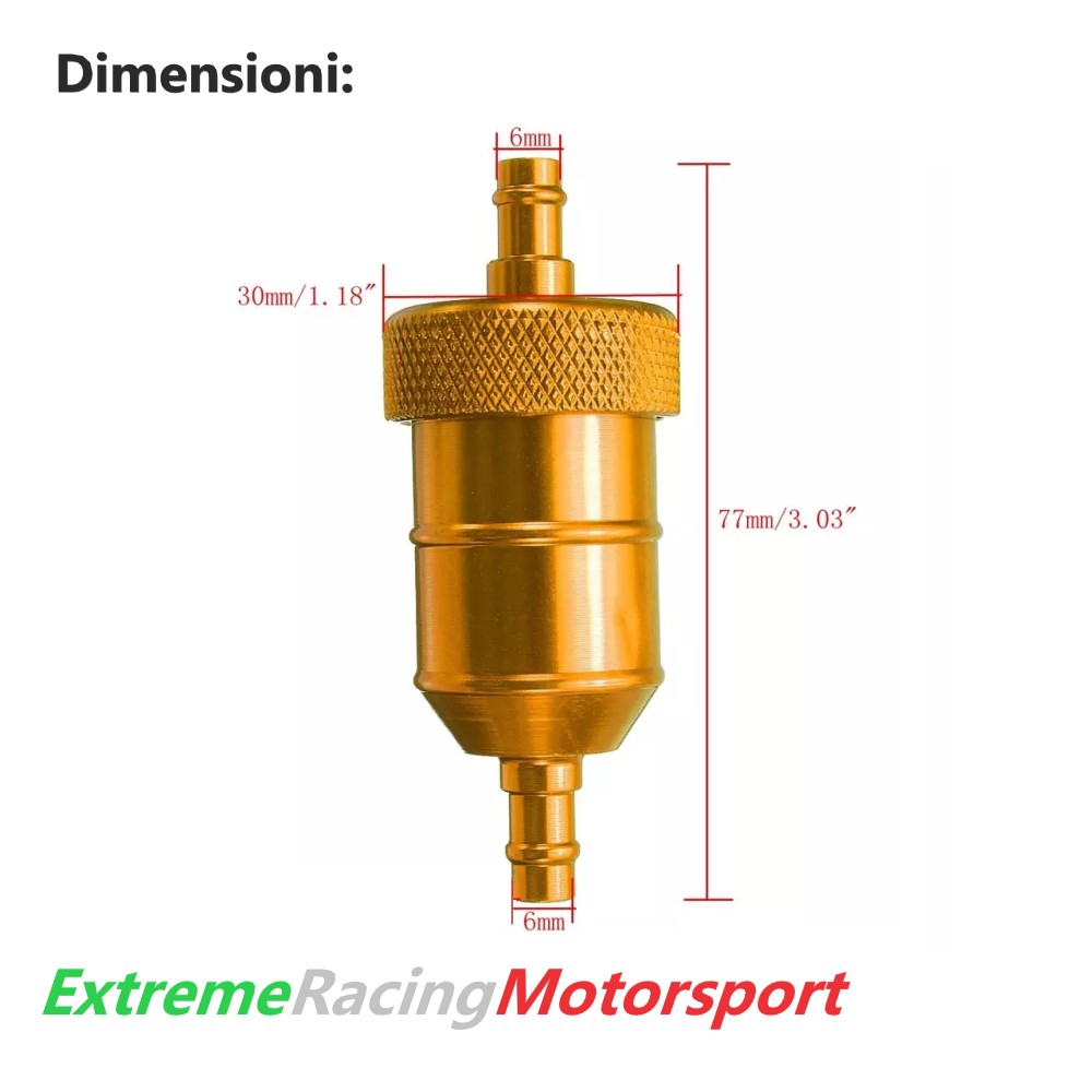 Xtreme Racing Filtri Olio e Carburante filtro carburante in alluminio oro 6 mm bassa pressione