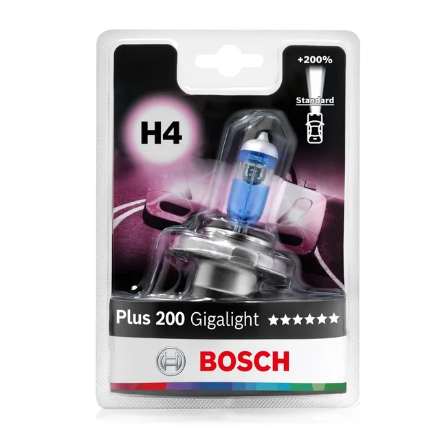 Bosch HCP Lampadine e illuminazione 1987301144 lampadina H4 Plus 200 Gigalight 1 lampadina luce più bianca