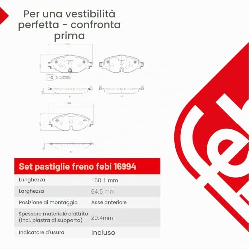 Bilstein Frenante 16994 kit pastiglie freno anteriori con sensore