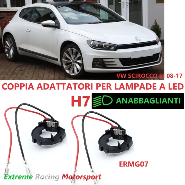 Xtreme Racing Accessori per Illuminazione LED Adattatori Portalampade a Led ERMG07 VW Scirocco III 08-17, coppia H7