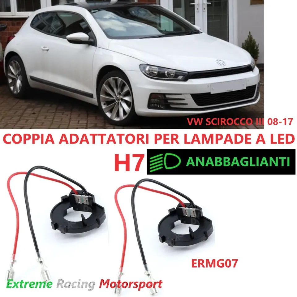 Xtreme Racing Accessori per Illuminazione LED Adattatori Portalampade a Led ERMG07 VW Scirocco III 08-17, coppia H7