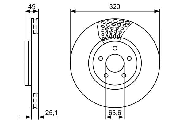 Bosch HCP Sistema frenante BD1677 disco freno 320 mm anteriore ventilato