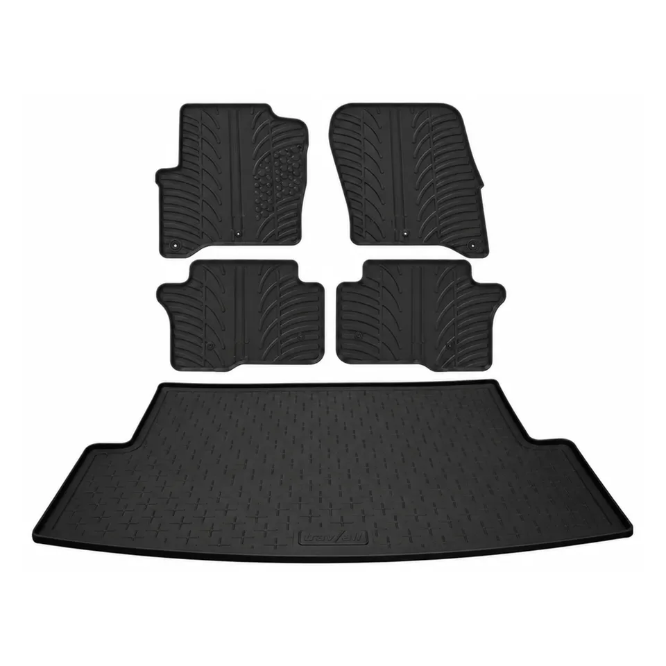 Travall Bundles VW Caddy Rubber Boot Liner and Rubber Car Mats kit gomma