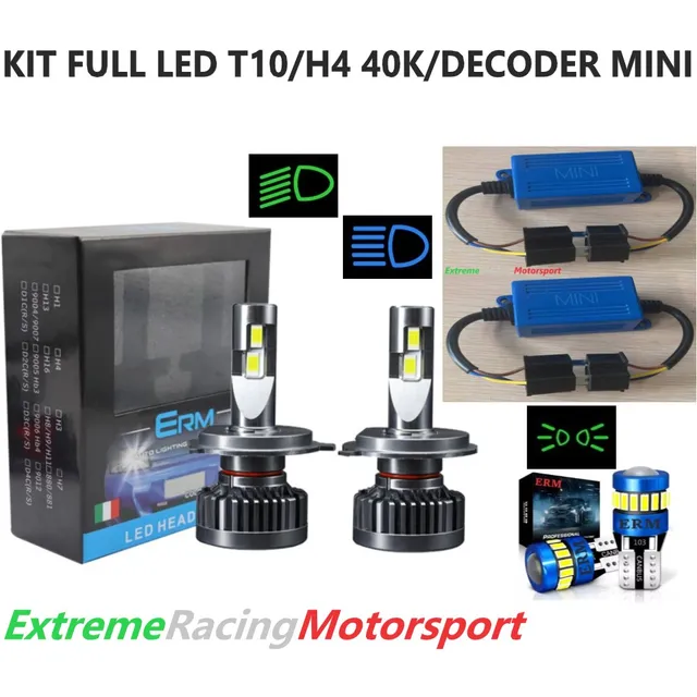 Xtreme Racing Kit Illuminazione LED T10/H4 G10 40K/Decoder Mini PRO lampade LED bianco 6000 K