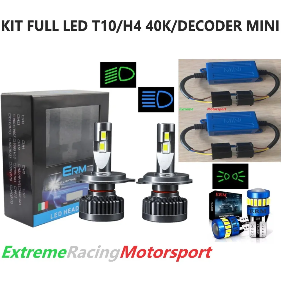 Xtreme Racing Kit Illuminazione LED T10/H4 G10 40K/Decoder Mini PRO lampade LED bianco 6000 K
