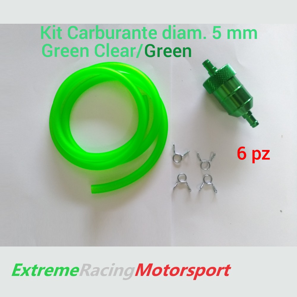 Xtreme Racing Impianto Carburante e Regolatori di Pressione tubo carburante 5 x 7 mm 1 m Green Clear con filtro