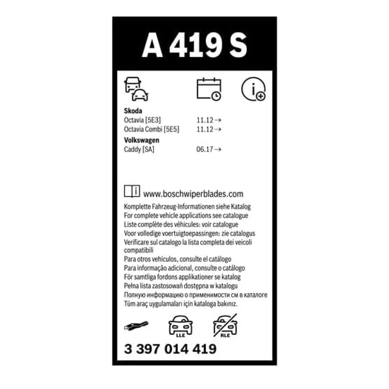 Bosch HCP Spazzole tergicristallo 3397014419 Aerotwin A419S 600/450 mm
