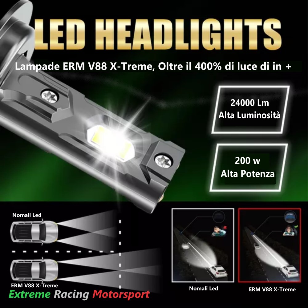 Xtreme Racing Lampadine LED V88S Xtreme Vision H4 coppia 6000 K