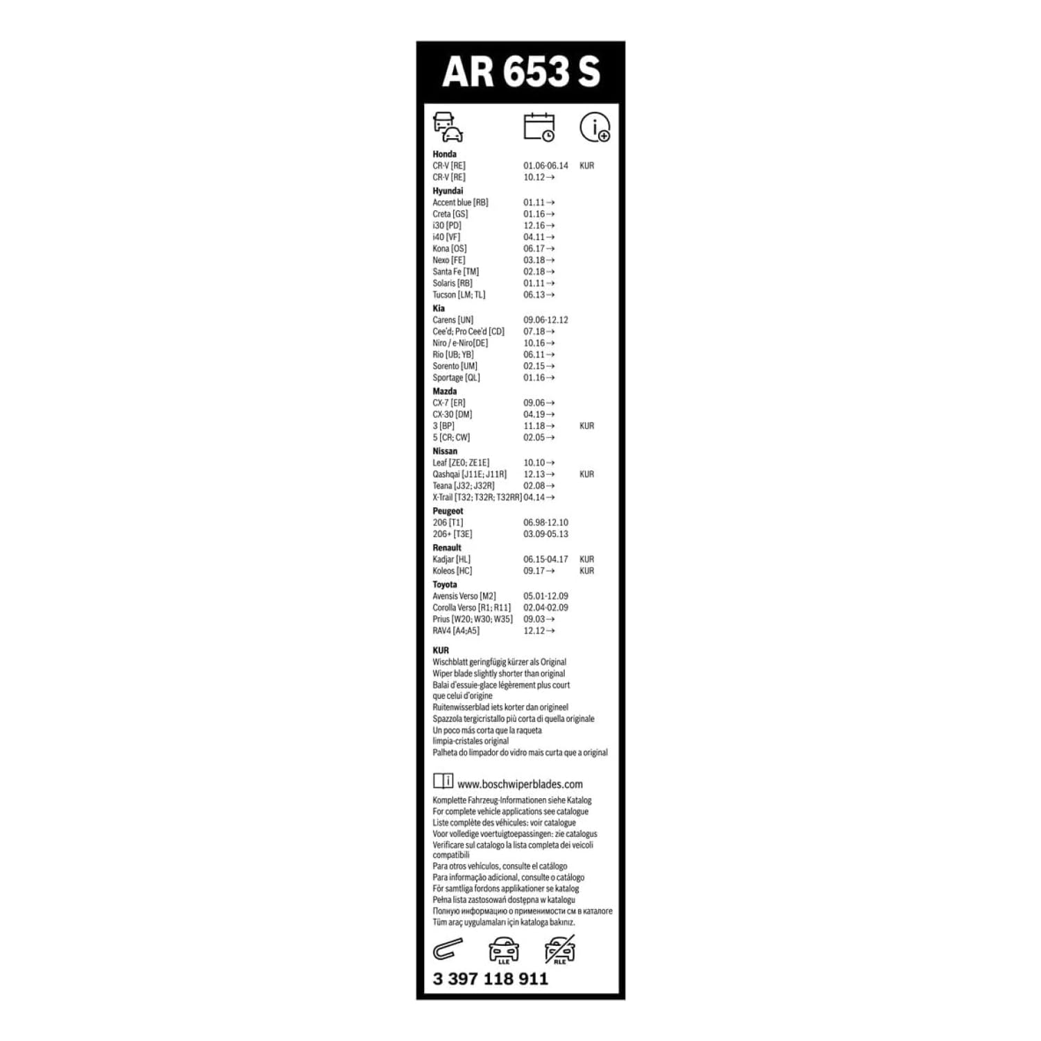 Bosch HCP Spazzole tergicristallo Aerotwin AR653S 650/400 mm anteriori