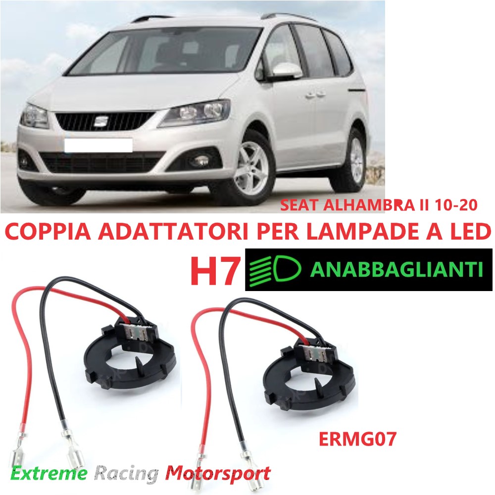 Xtreme Racing Accessori per Illuminazione LED ERMG07 adattatori portalampade H7 Seat Alhambra II coppia