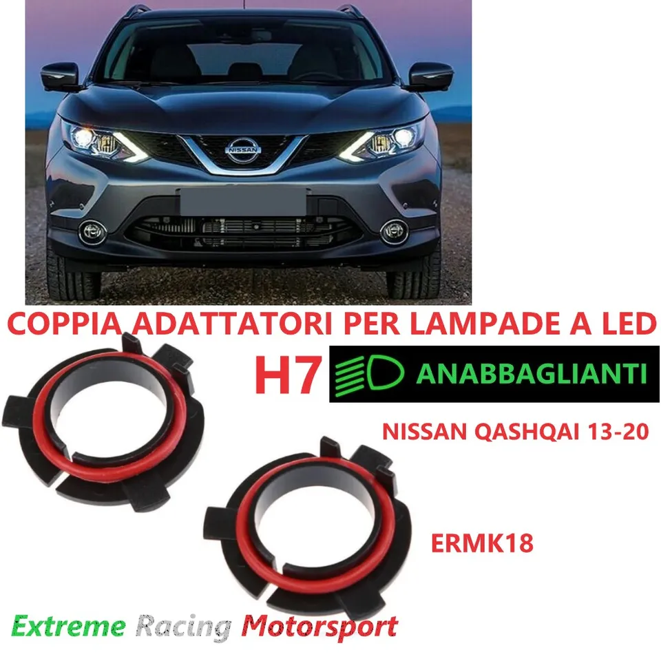 Xtreme Racing Accessori per Illuminazione LED Adattatori Portalampade a Led ERMK18 Nissan Qashqai 13-20 H7 coppia