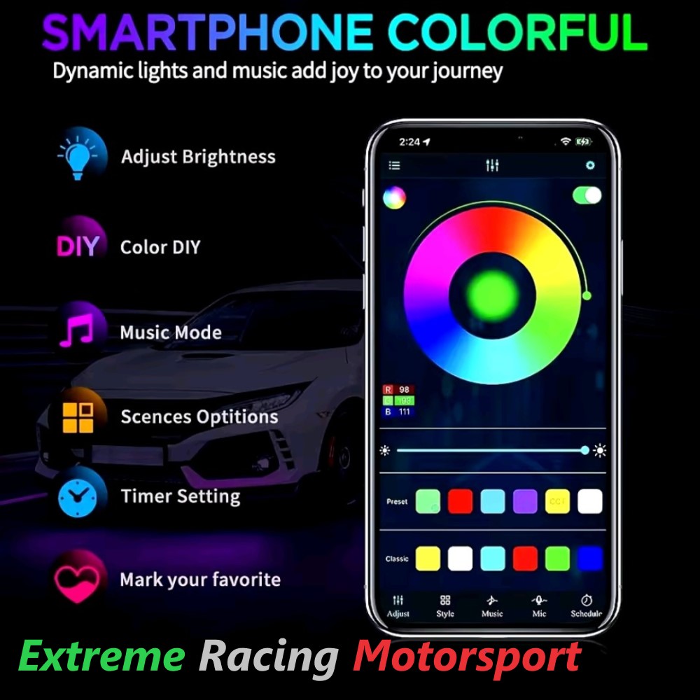 Xtreme Racing Kit Illuminazione LED Undercar Multicolor Infrared APP Control 250 LED IP67