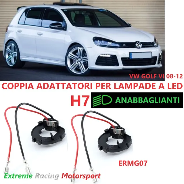 Xtreme Racing Accessori per Illuminazione LED ERMG07 adattatori H7 Golf VI 08-12 coppia Plug&Play