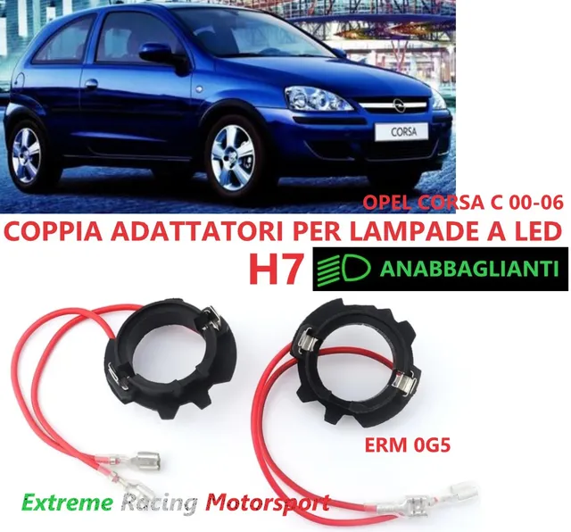 Xtreme Racing Accessori per Illuminazione LED ERM0G5 adattatori H7 Opel Corsa C coppia