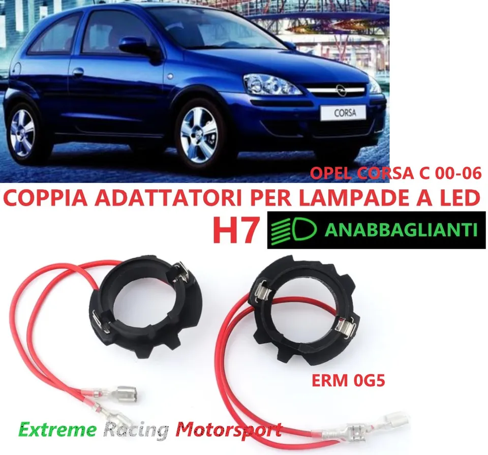 Xtreme Racing Accessori per Illuminazione LED ERM0G5 adattatori H7 Opel Corsa C coppia