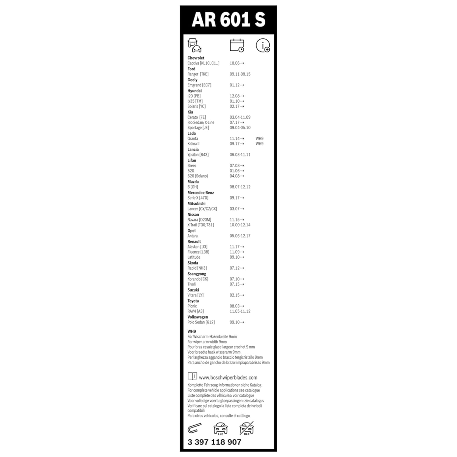 Bosch HCP Spazzole tergicristallo Aerotwin AR601S anteriori 600/400 mm