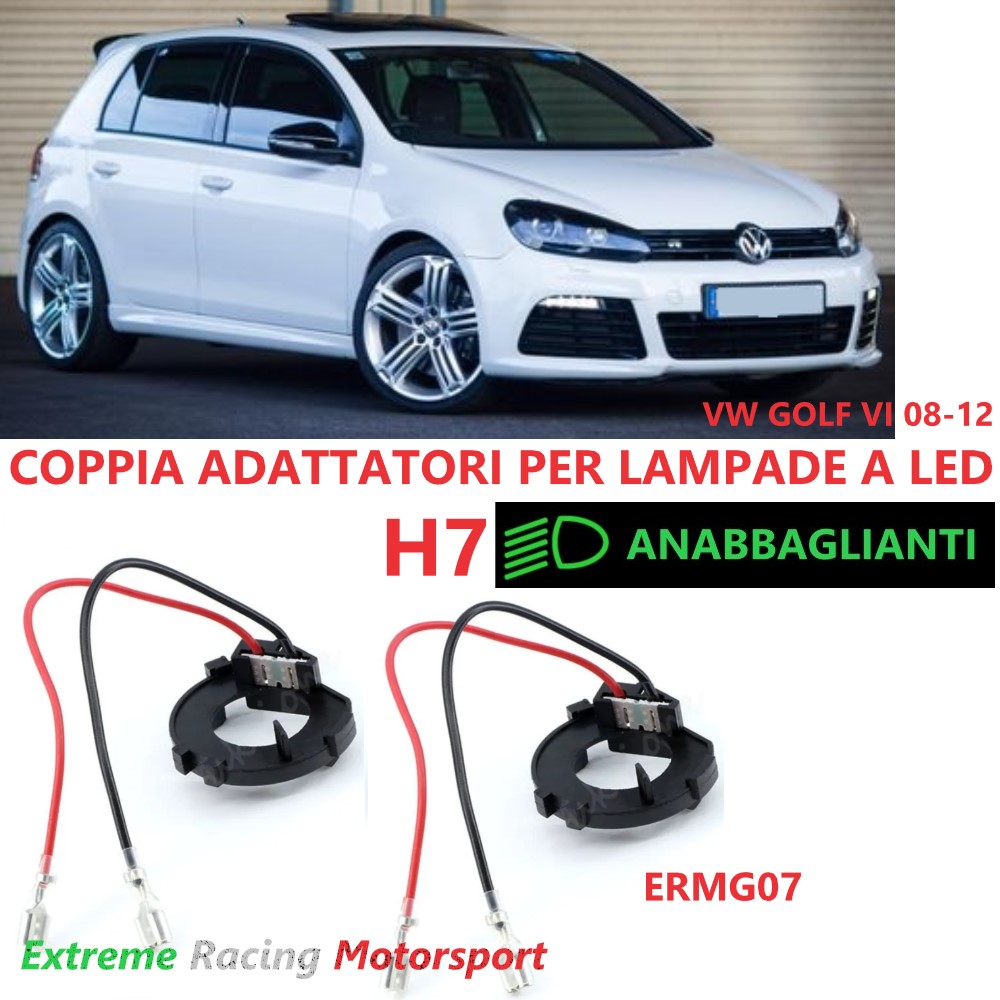 Xtreme Racing Accessori per Illuminazione LED ERMG07 adattatori H7 Golf VI 08-12 coppia Plug&Play