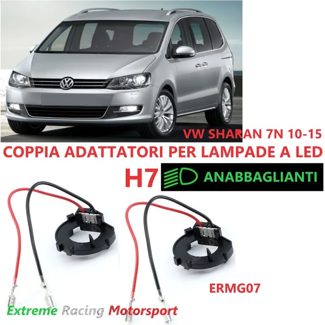 Xtreme Racing Accessori per Illuminazione LED ERMG07 VW Sharan 7N 10-15 adattatori H7 coppia