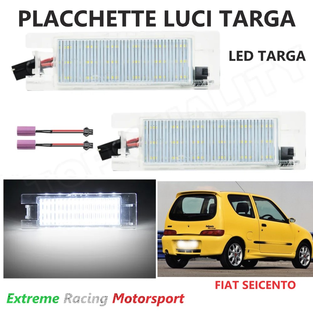 Xtreme Racing ERM PLLED Placchette Luci Targa LED Fiat Seicento 98-10 coppia bianche