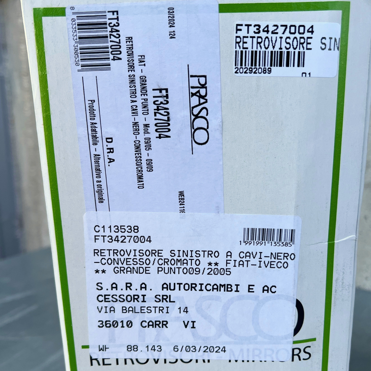 Sara Autoricambi Specchi retrovisori FT3427004 specchio retrovisore sinistro Fiat Grande Punto