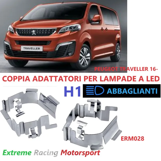 Xtreme Racing Accessori Illuminazione LED ERM028 Peugeot Traveller III 2016- adattatori H1 LED coppia acciaio