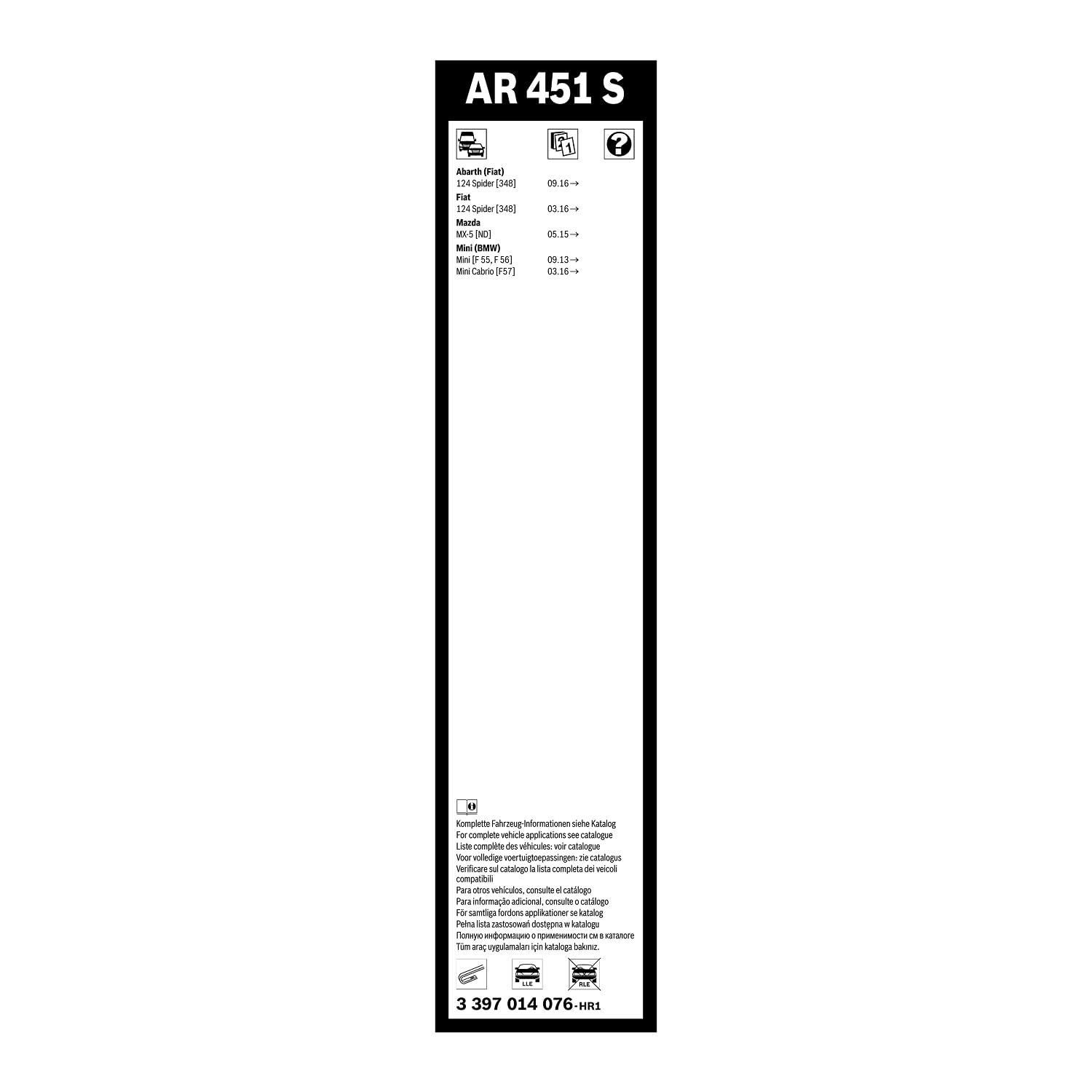 Bosch HCP Spazzole tergicristallo 3397014076 Aerotwin AR451S anteriori 2 pezzi