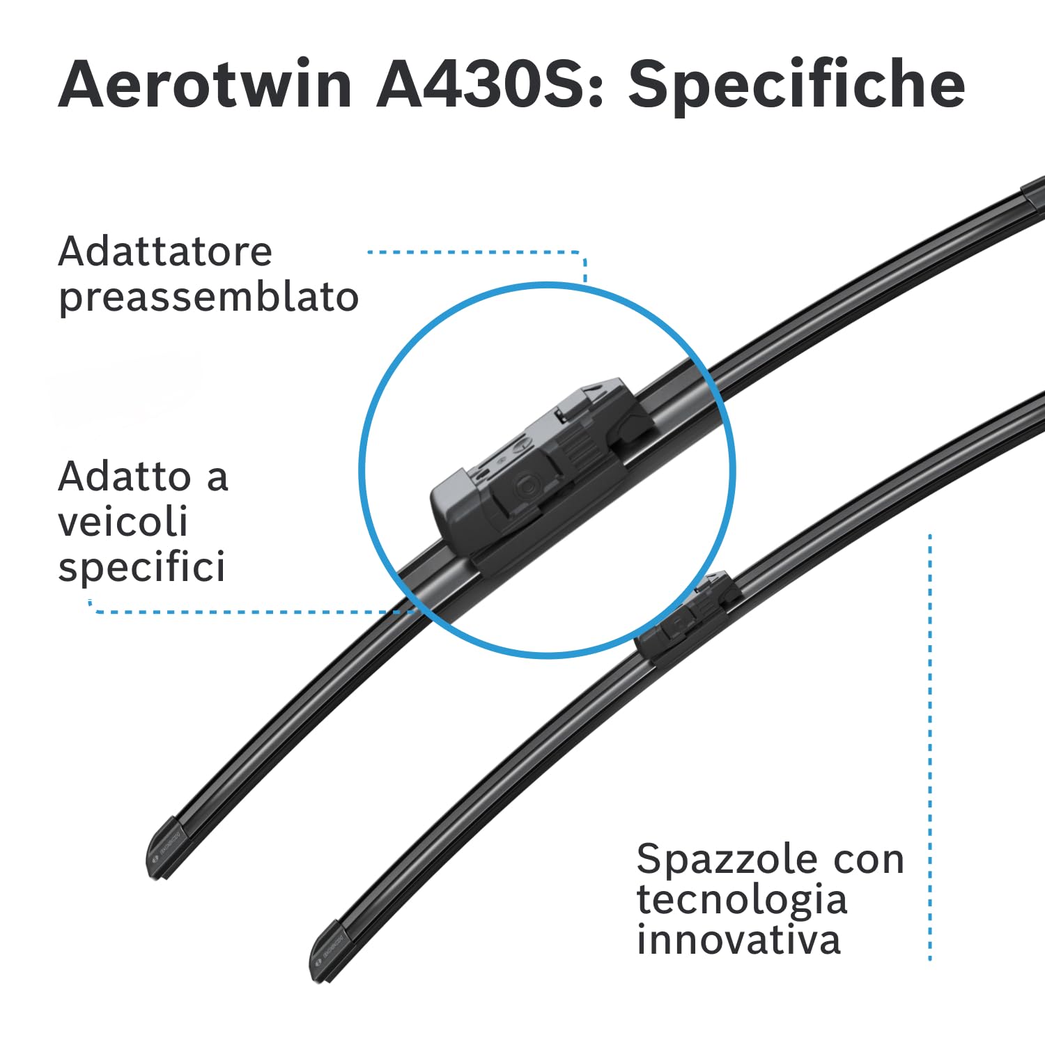 Bosch Spazzole tergicristallo AeroTwin A430S 2 pezzi piatte