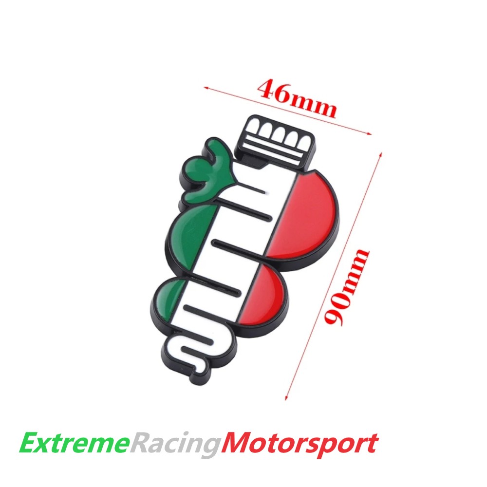 Xtreme Racing Decorazioni Auto e Adesivi Stemma in Metallo Bordo Black Biscione Tricolore, fissaggio con kit