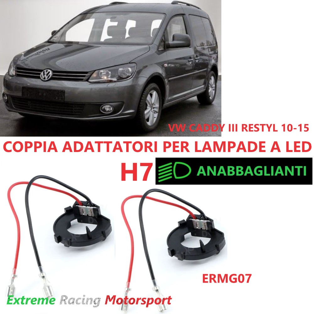 Xtreme Racing Accessori per Illuminazione LED Adattatori Portalampade a Led ERMG07 VW Caddy III Restyling 10-15 H7