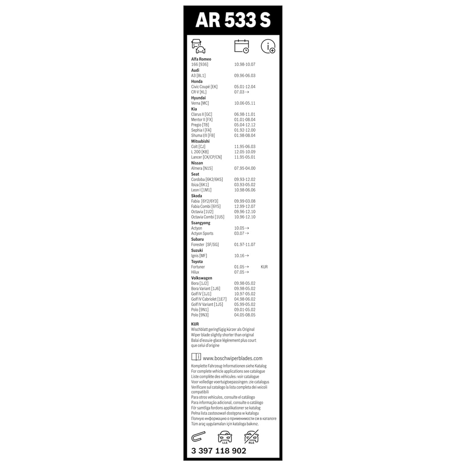 Bosch HCP Aerotwin AR533S tergicristalli anteriori 530/475 mm