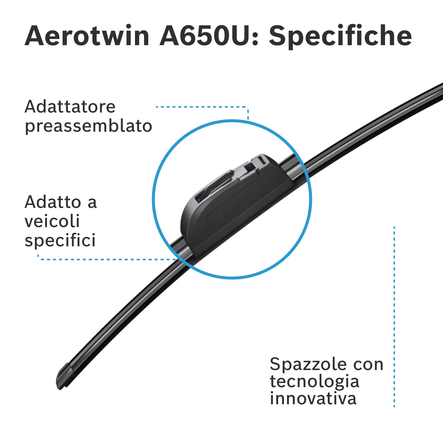 Bosch Spazzole tergicristallo AeroTwin Retro AR650U 1 pezzo 650 mm piatta