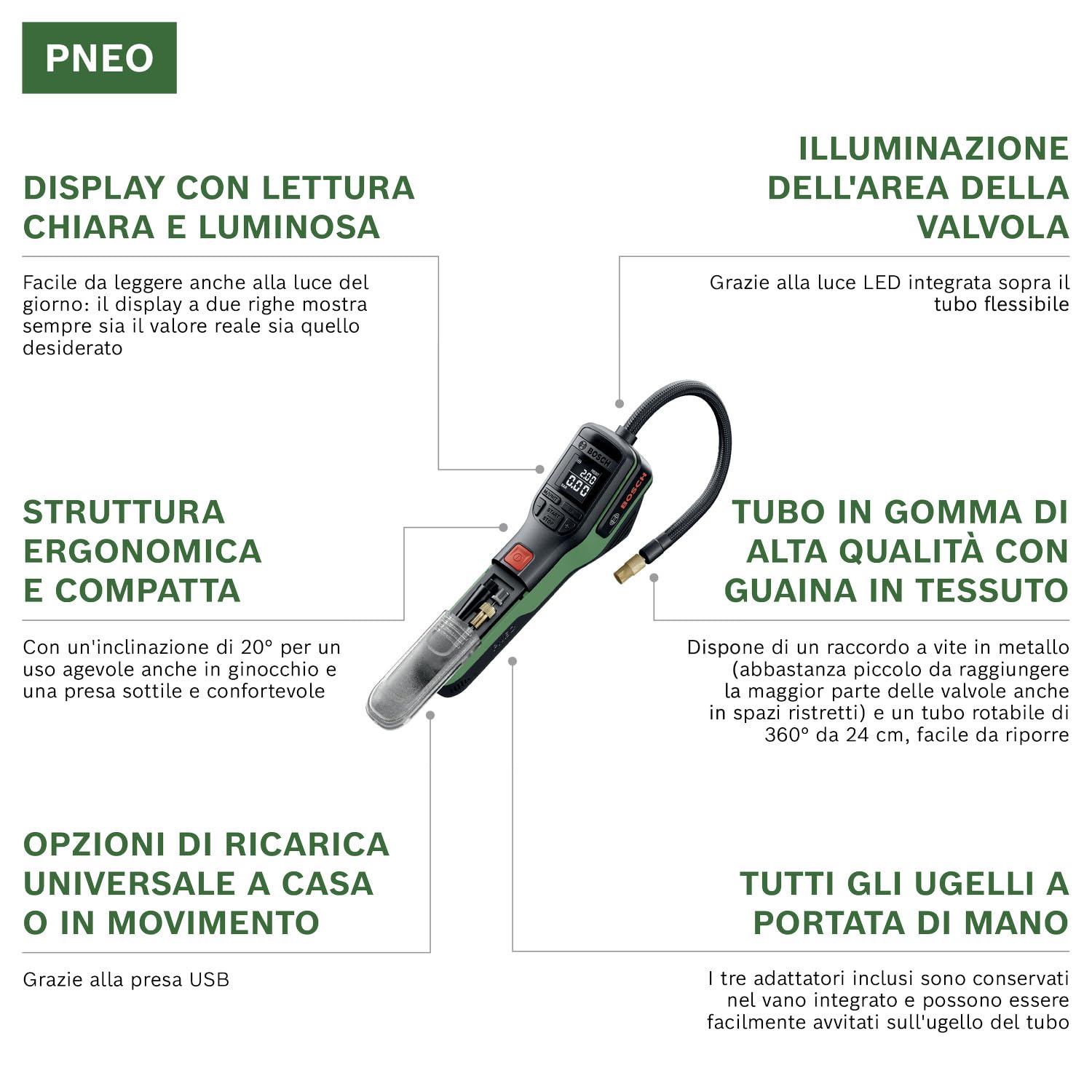 Bosch HCP Accessori PNEO pompa elettrica bici 3 Ah 10,3 bar